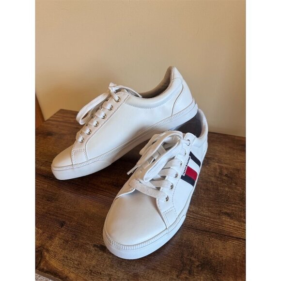 Tommy Hilfiger Women's White Lace-Up Sneakers Athletic Shoes 8.5M - Picture 5 of 11